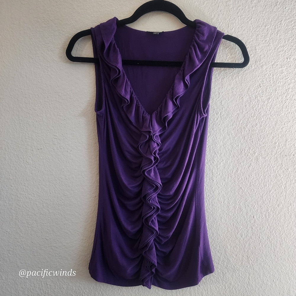 MODAL DEEP PURPLE RUFFLE TOP SIZE XS - SMALL SOFT!